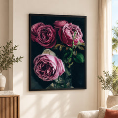 Beautiful Pink Flowers In A Bouquet Over Green Background | Abstract Floral Artwork #00454