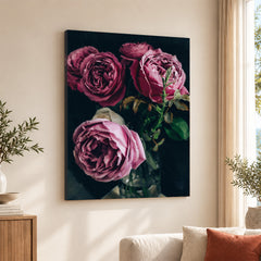 Beautiful Pink Flowers In A Bouquet Over Green Background | Abstract Floral Artwork #00454