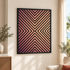 Black Lines Over Pink Tan Background Abstract Design | Abstract Office Artwork #0047