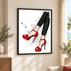 Beautiful Abstract Red Shoes Of Over White Background | Abstract Fashion Artwork #00470