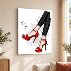 Beautiful Abstract Red Shoes Of Over White Background | Abstract Fashion Artwork #00470