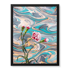 Pink & Green Abstract Floral Design Over Colorful Background | Abstract Floral Artwork #00478