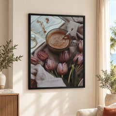 Beautiful Cup Of Tree With Flowers On A Table | Abstract Fashion Artwork #00482