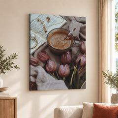 Beautiful Cup Of Tree With Flowers On A Table | Abstract Fashion Artwork #00482