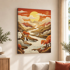Beautiful View Of Sunrise From The Mountains | Abstract Nature Artwork #00483