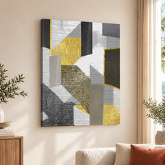 Black Gold & Grey Abstract Art Design Over White Background | Abstract Office Artwork #00485