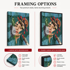Red & Green Abstract Face Art Design With Lipsticks | Abstract Fashion Artwork #00487