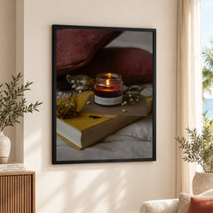Beautiful Brown Jar With Candle Over The Book | Abstract Fashion Artwork #00497
