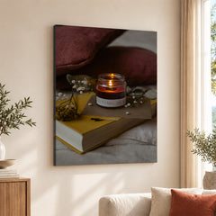 Beautiful Brown Jar With Candle Over The Book | Abstract Fashion Artwork #00497