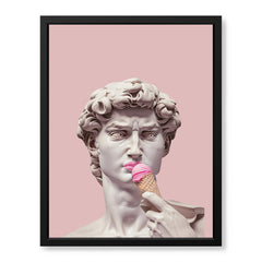 David Statue Eats Pink Ice Cream | Abstract Fashion Artwork #00513