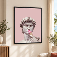 David Statue Eats Pink Ice Cream | Abstract Fashion Artwork #00513