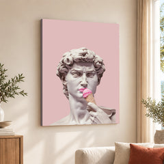 David Statue Eats Pink Ice Cream | Abstract Fashion Artwork #00513