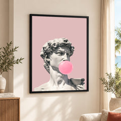 David Statue With Pink Bubble Gum | Abstract Fashion Artwork #00514