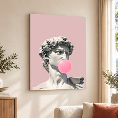 David Statue With Pink Bubble Gum | Abstract Fashion Artwork #00514