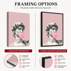 David Statue With Pink Bubble Gum | Abstract Fashion Artwork #00514