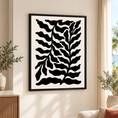 Beautiful Black Floral Artwork Over Beige Background | Abstract Floral Artwork #00515
