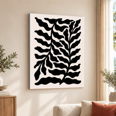 Beautiful Black Floral Artwork Over Beige Background | Abstract Floral Artwork #00515