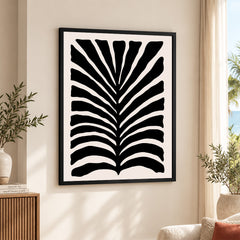 Beautiful Black Leaves Artwork Over Beige Background | Abstract Floral Artwork #00517