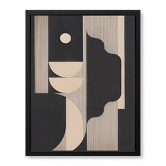 Black & Beige Geometric Shape Lines Artwork | Abstract Office Artwork #00520