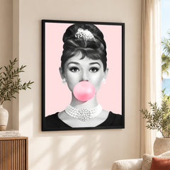Audrey Hepburn Pink Bubble Gum | Abstract Fashion Artwork #00521
