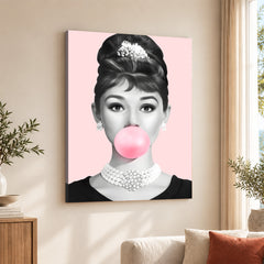Audrey Hepburn Pink Bubble Gum | Abstract Fashion Artwork #00521