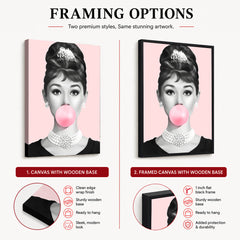 Audrey Hepburn Pink Bubble Gum | Abstract Fashion Artwork #00521