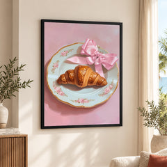 Croissant Delight on Vintage Plate | Abstract Fashion Artwork #00523
