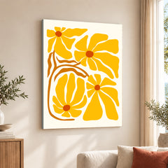 Beautiful Yellow Flowers With Red Leaves | Abstract Floral Artwork #00526