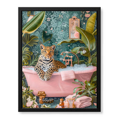 Aesthetic Brave Tiger In A Bath Tub | Abstract Animal Artwork #00528