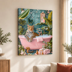 Aesthetic Brave Tiger In A Bath Tub | Abstract Animal Artwork #00528