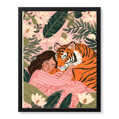 Aesthetic Tiger With A Girl Portrait | Abstract Fashion Artwork #00530