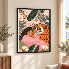 Aesthetic Tiger With A Girl Portrait | Abstract Fashion Artwork #00530
