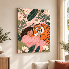 Aesthetic Tiger With A Girl Portrait | Abstract Fashion Artwork #00530