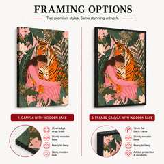 Aesthetic Tiger With A Girl In Forest Portrait | Abstract Fashion Artwork #00531