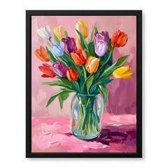 Beautiful Colorful Flowers In A Pot | Abstract Floral Artwork #00533