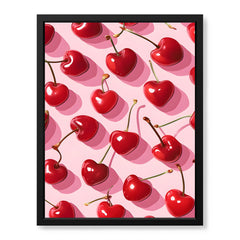 Beautiful Heart Shape Cherry Over Pink Background | Abstract Floral Artwork #00535