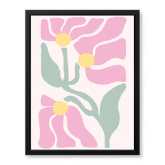 Beautiful Pink Flowers With Green Exotic Leaves | Abstract Floral Artwork #00540