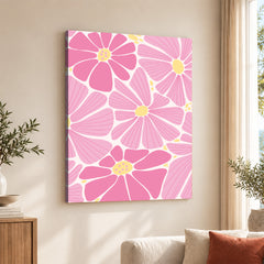 Beautiful Pink & Red Flowers Over White Background | Abstract Floral Artwork #00541