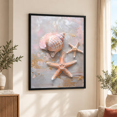 Beautiful Star Shape Seashells On The Beach | Abstract Nature Artwork #00544
