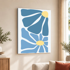 Beautiful Blue & Yellow Flowers | Abstract Floral Artwork #00545