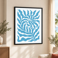 Beautiful Blue Exotic Leaves Art | Abstract Floral Artwork #00546