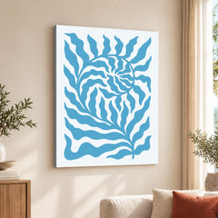 Beautiful Blue Exotic Leaves Art | Abstract Floral Artwork #00546