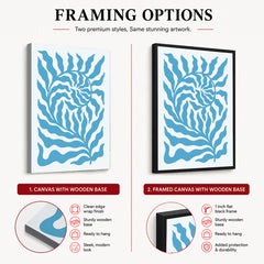 Beautiful Blue Exotic Leaves Art | Abstract Floral Artwork #00546