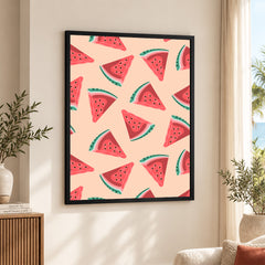 Abstract Watermelon Artwork Over Beige Background | Abstract Floral Artwork #00549