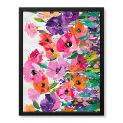 Abstract Beautiful Colorful Flowers With Green Leaves | Abstract Floral Artwork #00550