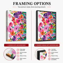 Abstract Beautiful Colorful Flowers With Green Leaves | Abstract Floral Artwork #00550