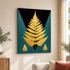 Gold Tropical Tree With Green And Black Background | Abstract Nature Artwork #0056
