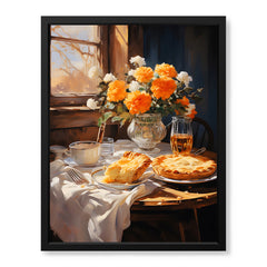 Beautiful Flowers With Vase On Breakfast Table | Abstract Nature Artwork #00560