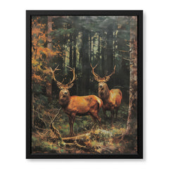 Deer's With Dominant Horns In The Forest | Abstract Animal Artwork #00563