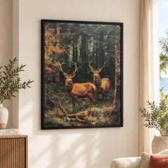 Deer's With Dominant Horns In The Forest | Abstract Animal Artwork #00563